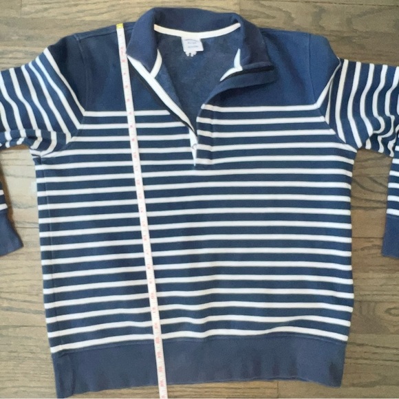 Brooks Brothers Half-Zip Sweatshirt Mariner Blue and White Stripe Men’s Large - Picture 7 of 8